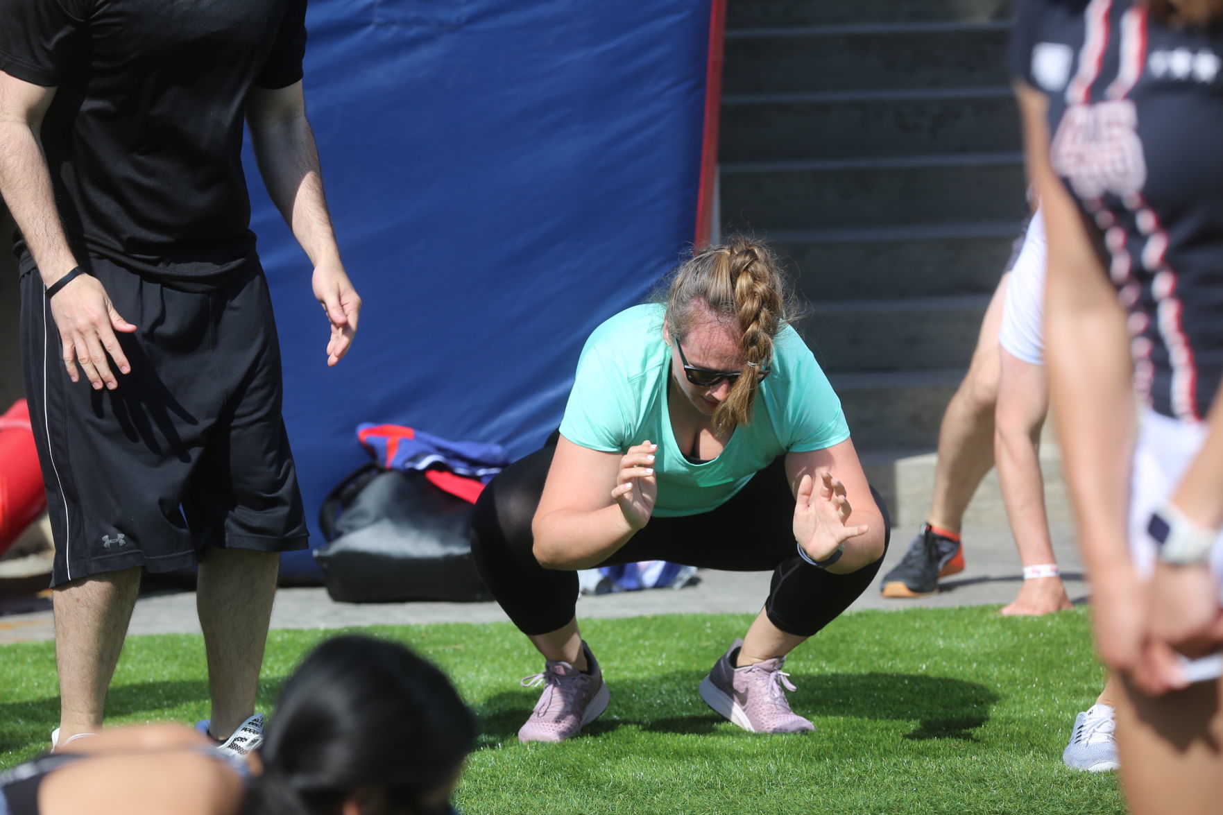 Actor Mark Wahlberg helps to lead a F45 track workout at Ocean Casino Resort in Atlantic City as part of the casino's one-year anniversary Saturday, June 22, 2019.